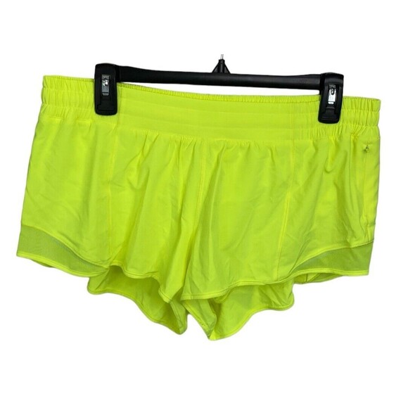 Lululemon Hotty-Hot Low Rise Short 2.5” Lined Neon Yellow‎ Size 12 - Picture 1 of 5